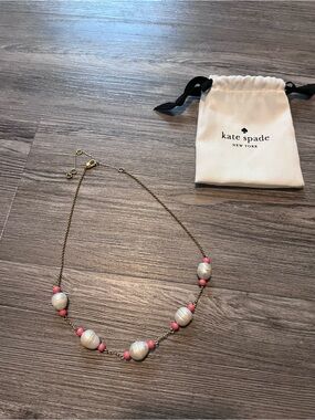 kate spade Gold-Tone Necklace with White Pearlescent and Pink Beads